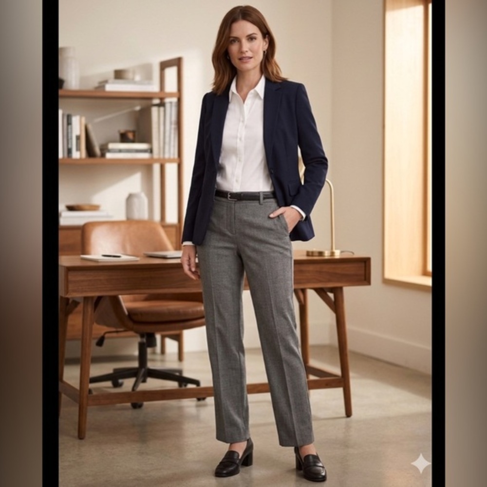 Joie Womens 12 Charcoal Gray Black Check High Rise Wide Leg Trouser Dress Pant L
